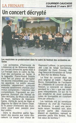 article de presse paru dans le "courrier cauchois"