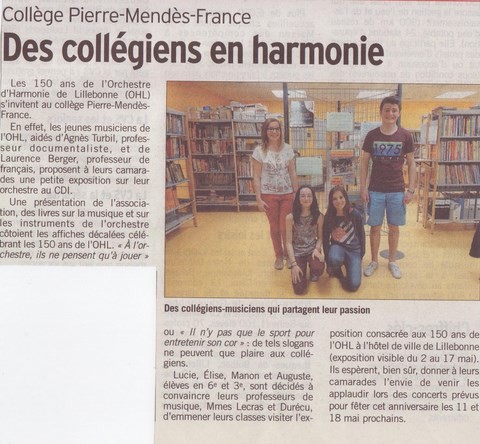 article de presse paru dans le "courrier cauchois"