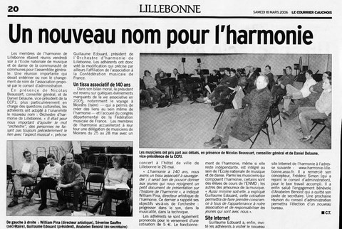 article de presse paru dans le "courrier cauchois"